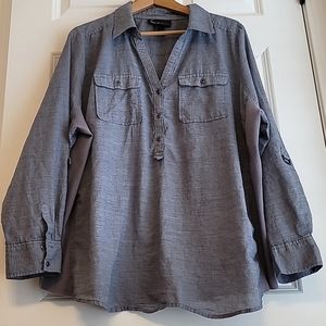 Lane Bryant Women Button Up Long Sleeve Blue Shirt